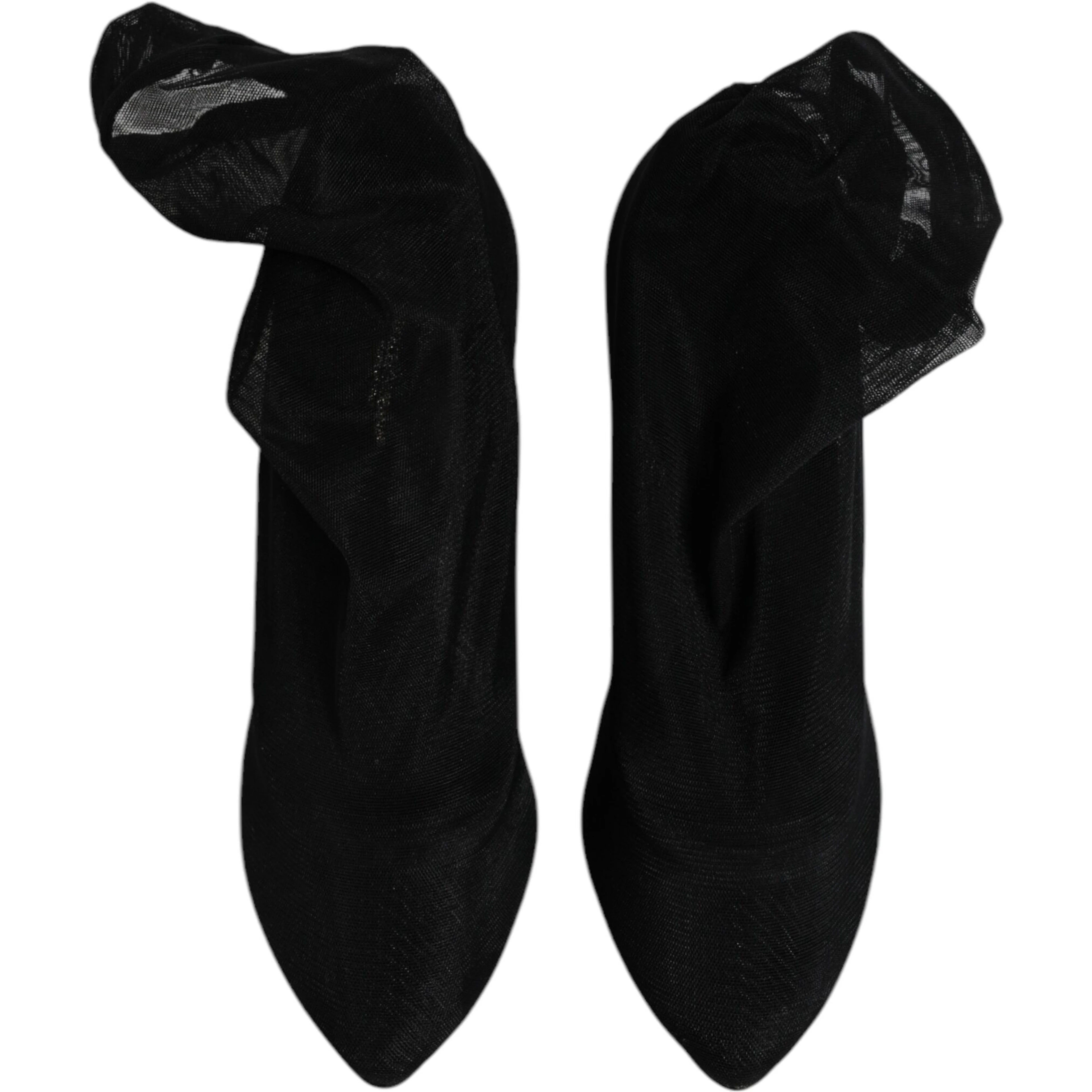 Black Silk Mesh Sock Style Boots Shoes