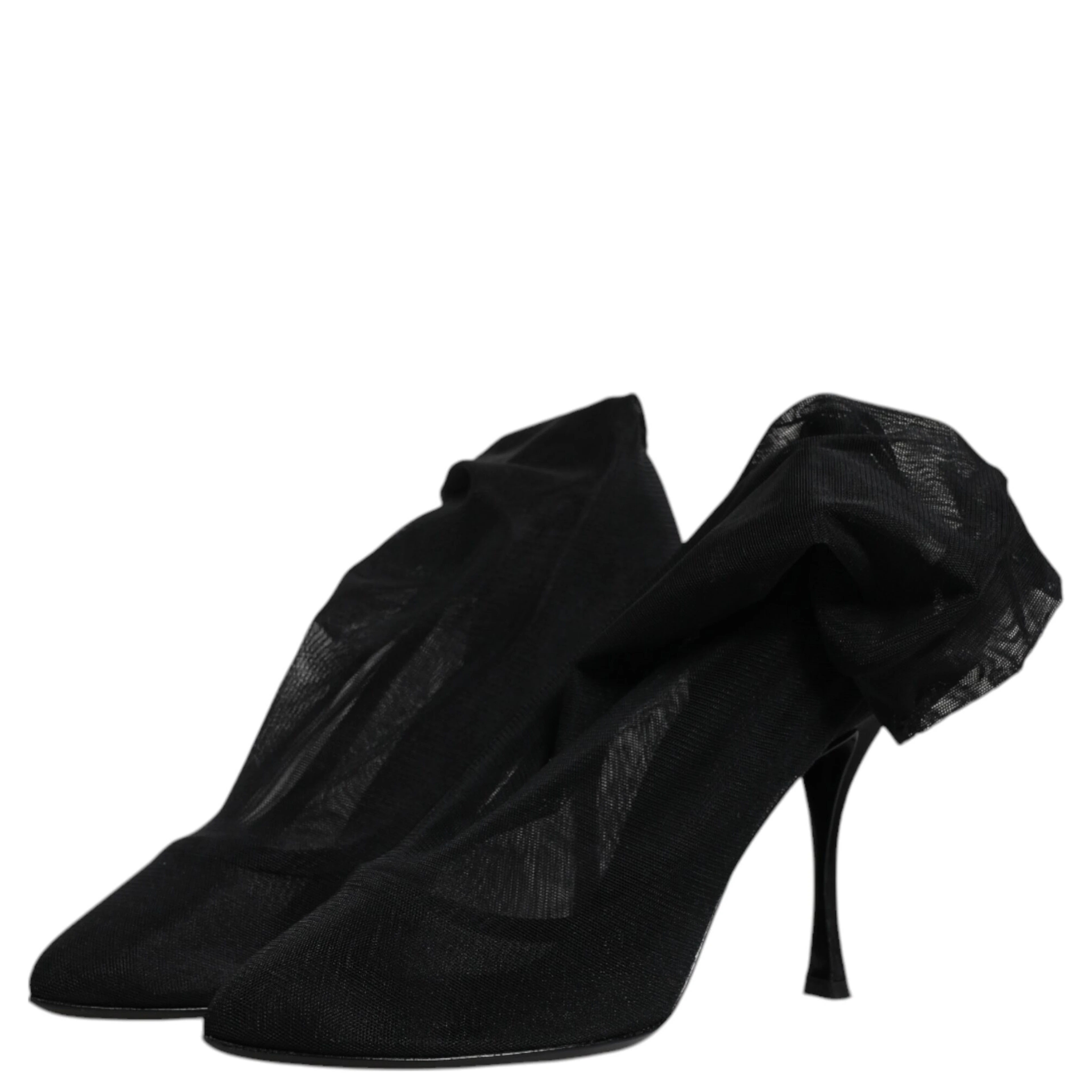 Black Silk Mesh Sock Style Boots Shoes
