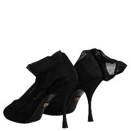Black Silk Mesh Sock Style Boots Shoes