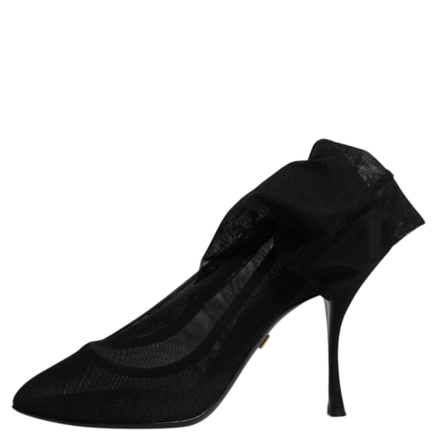 Black Silk Mesh Sock Style Boots Shoes