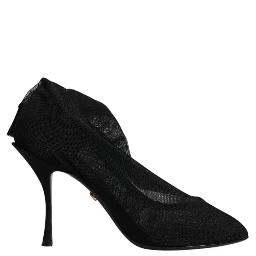 Black Silk Mesh Sock Style Boots Shoes
