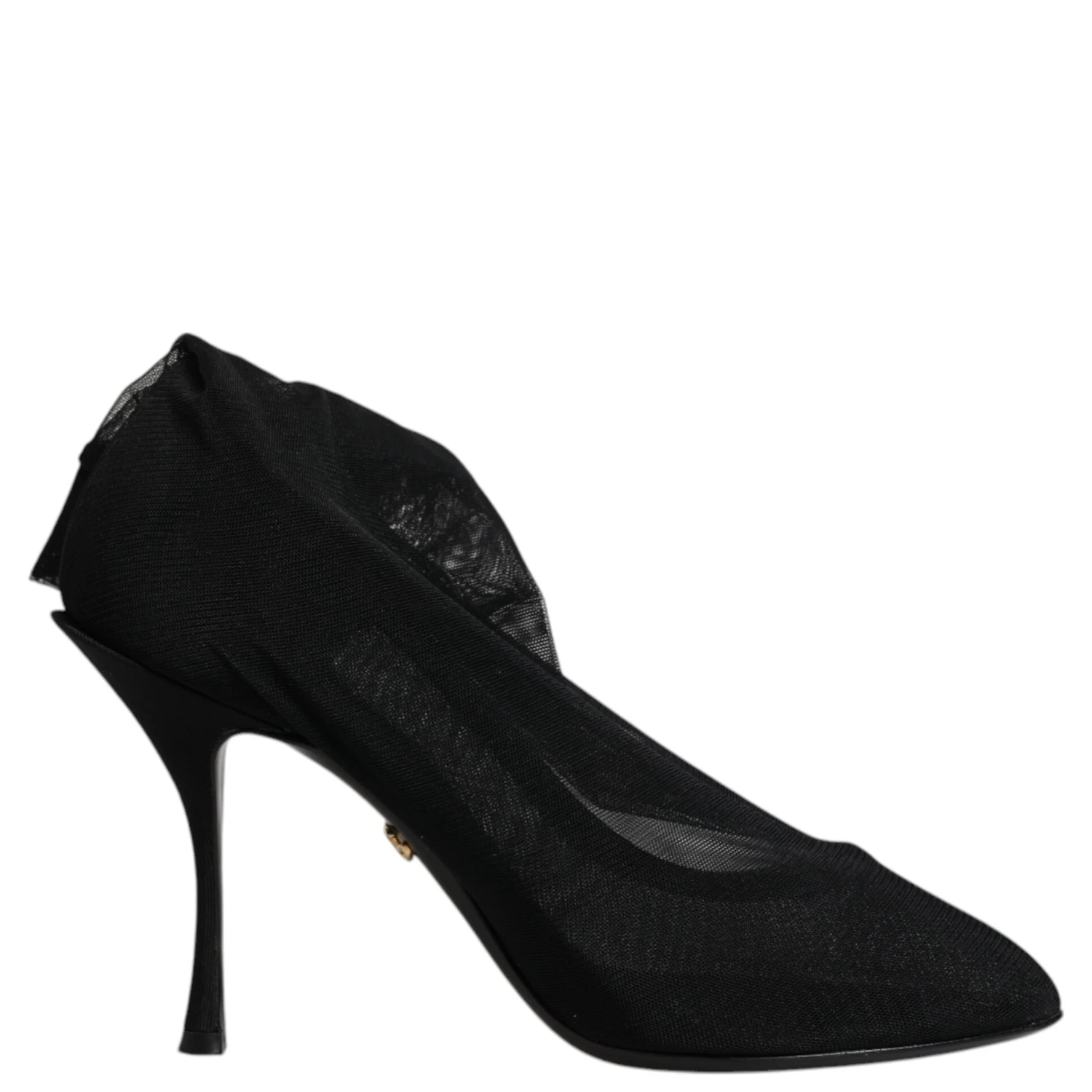 Black Silk Mesh Sock Style Boots Shoes