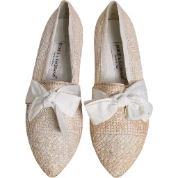 Beige Ribbon Fabric Ballerina Flats Shoes