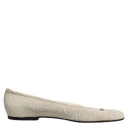 Beige Fabric Slip On Ballerina Flats Shoes