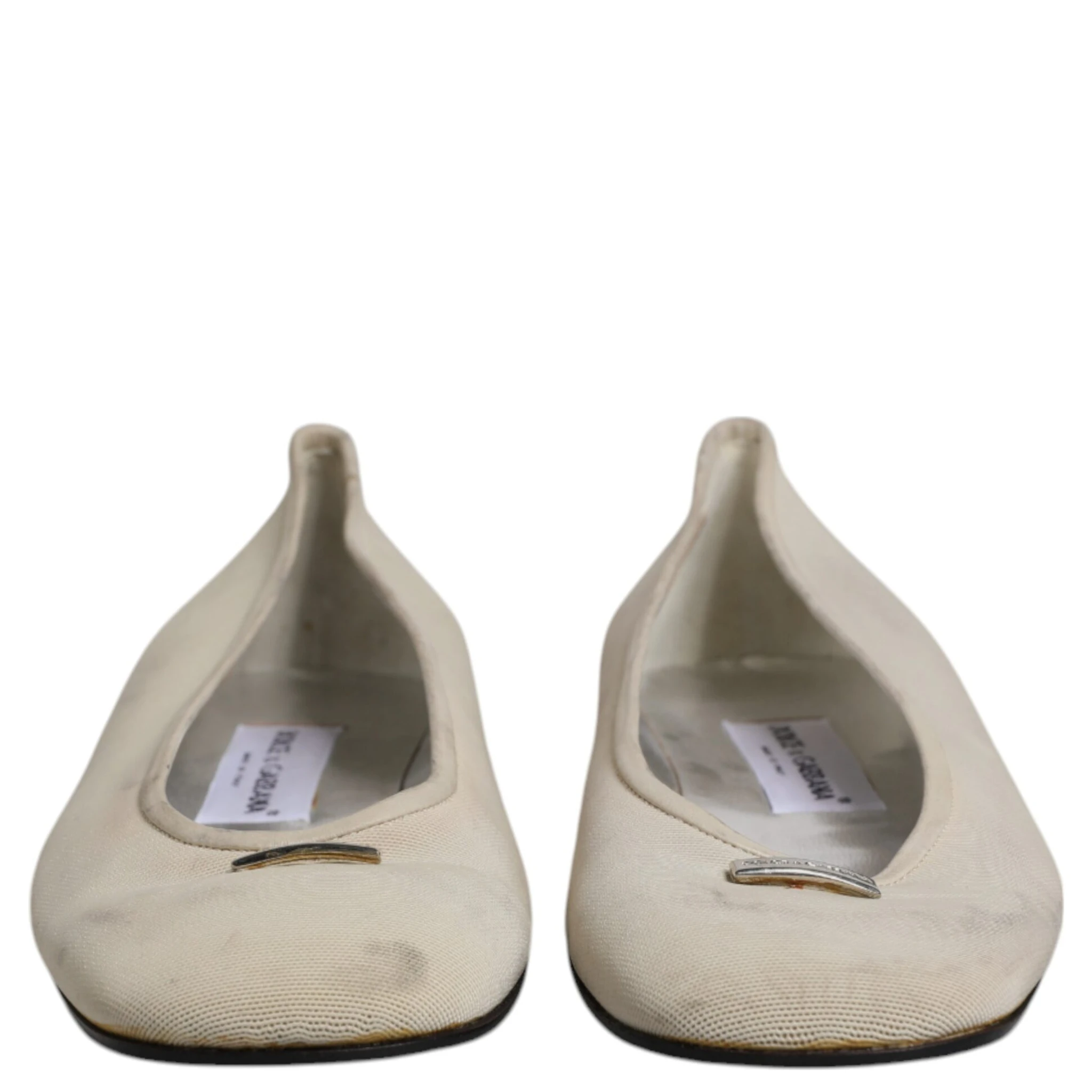 Beige Fabric Slip On Ballerina Flats Shoes