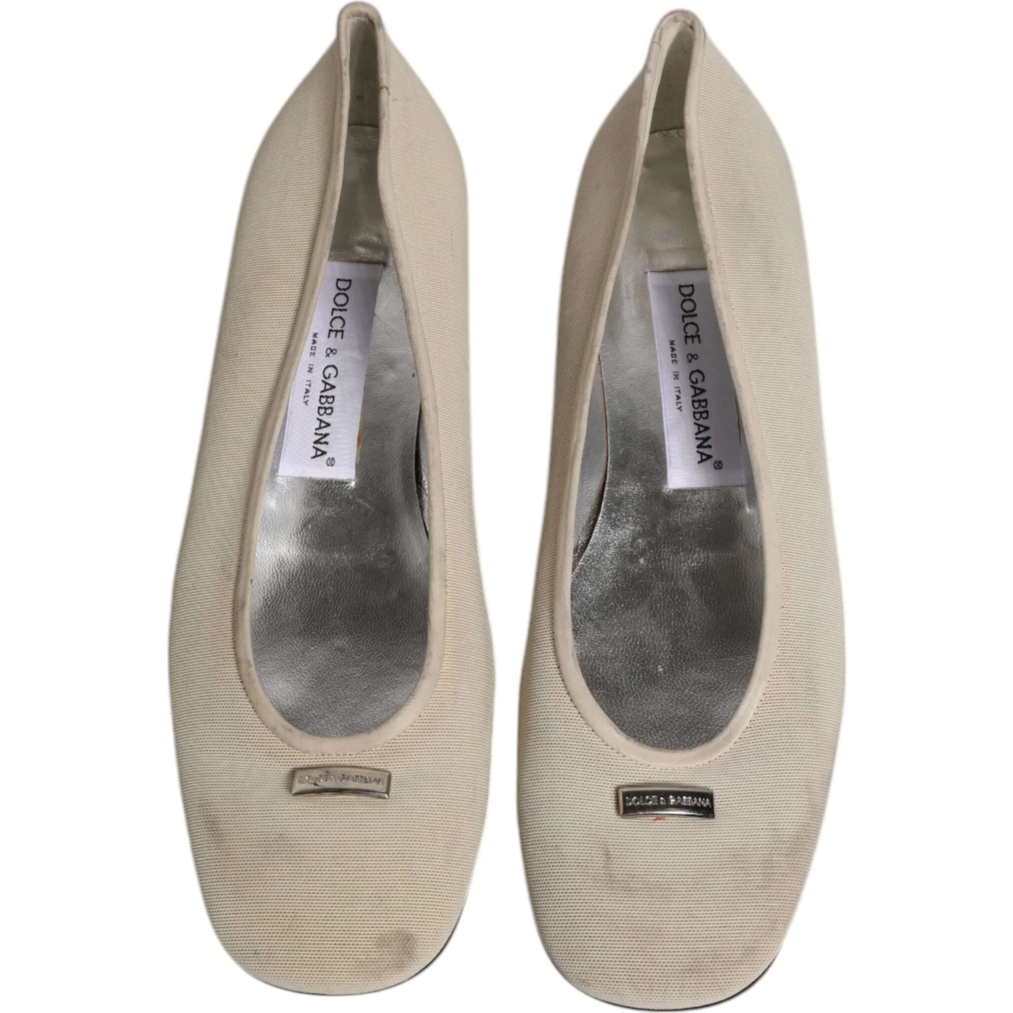 Beige Fabric Slip On Ballerina Flats Shoes