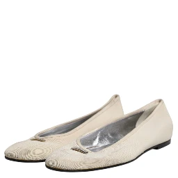 Beige Fabric Slip On Ballerina Flats Shoes