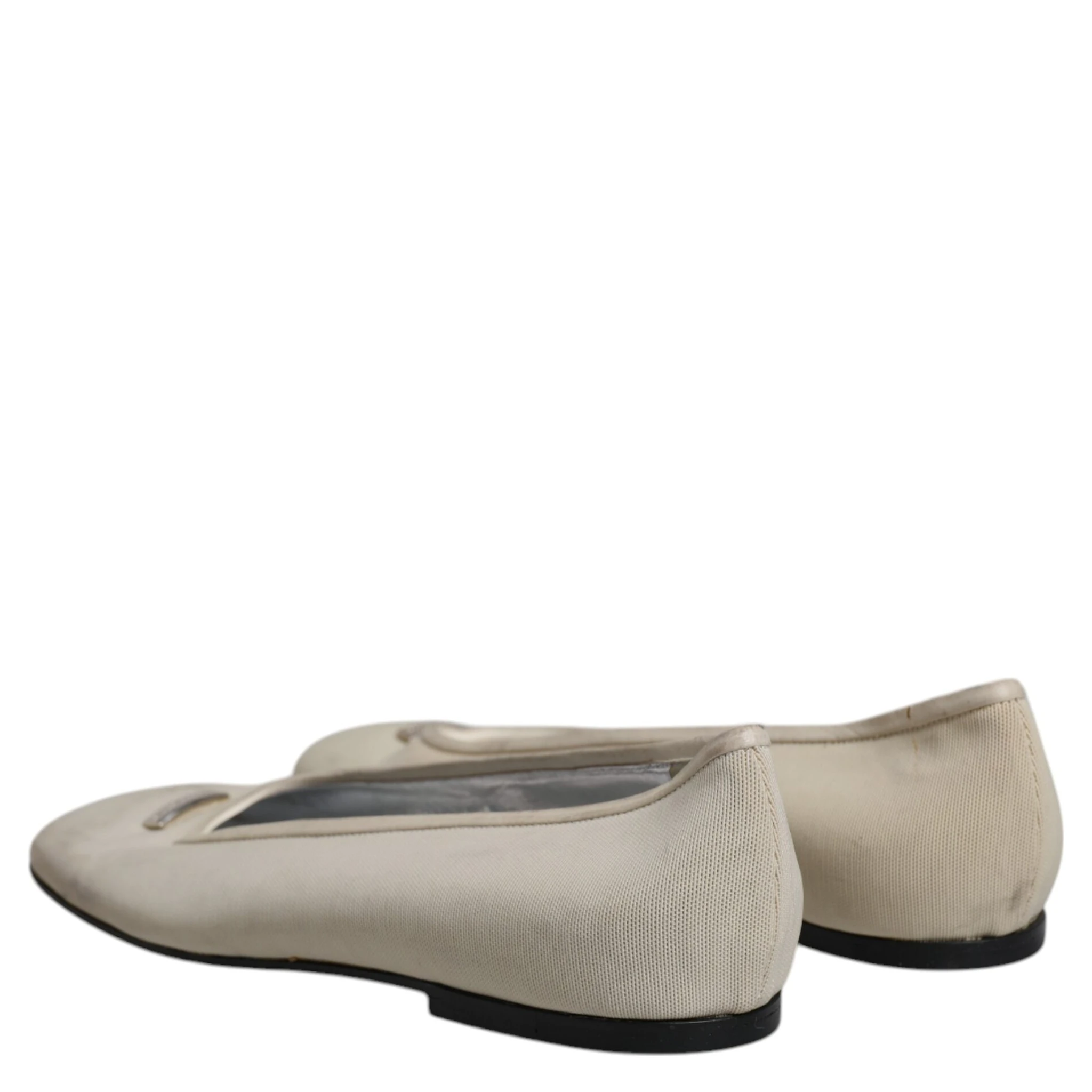 Beige Fabric Slip On Ballerina Flats Shoes