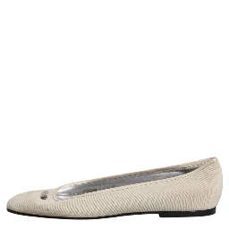 Beige Fabric Slip On Ballerina Flats Shoes