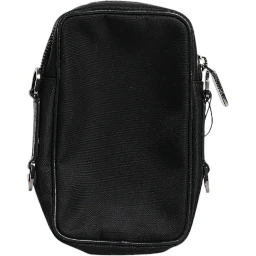 Black Grain Leather Logo Plaque Clutch Bag