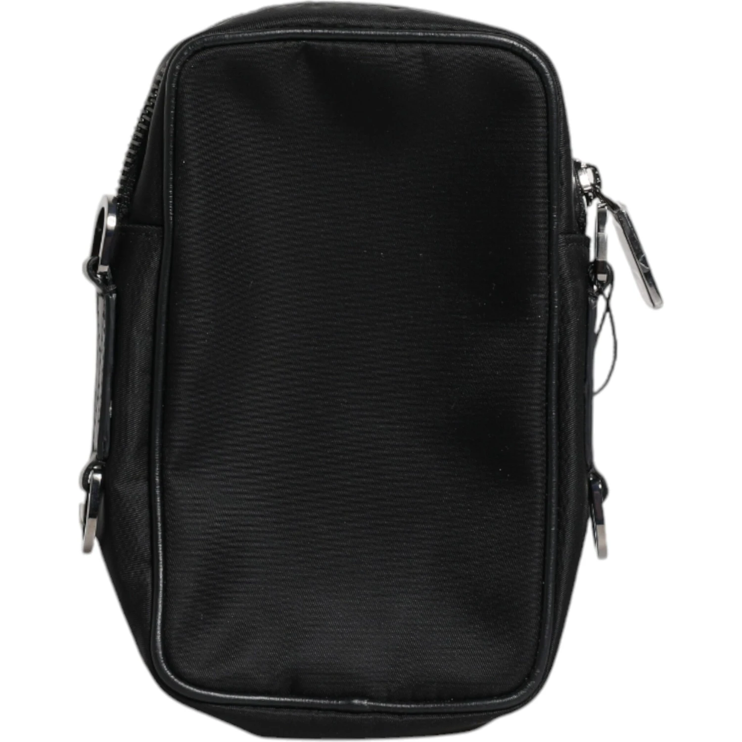 Black Grain Leather Logo Plaque Clutch Bag
