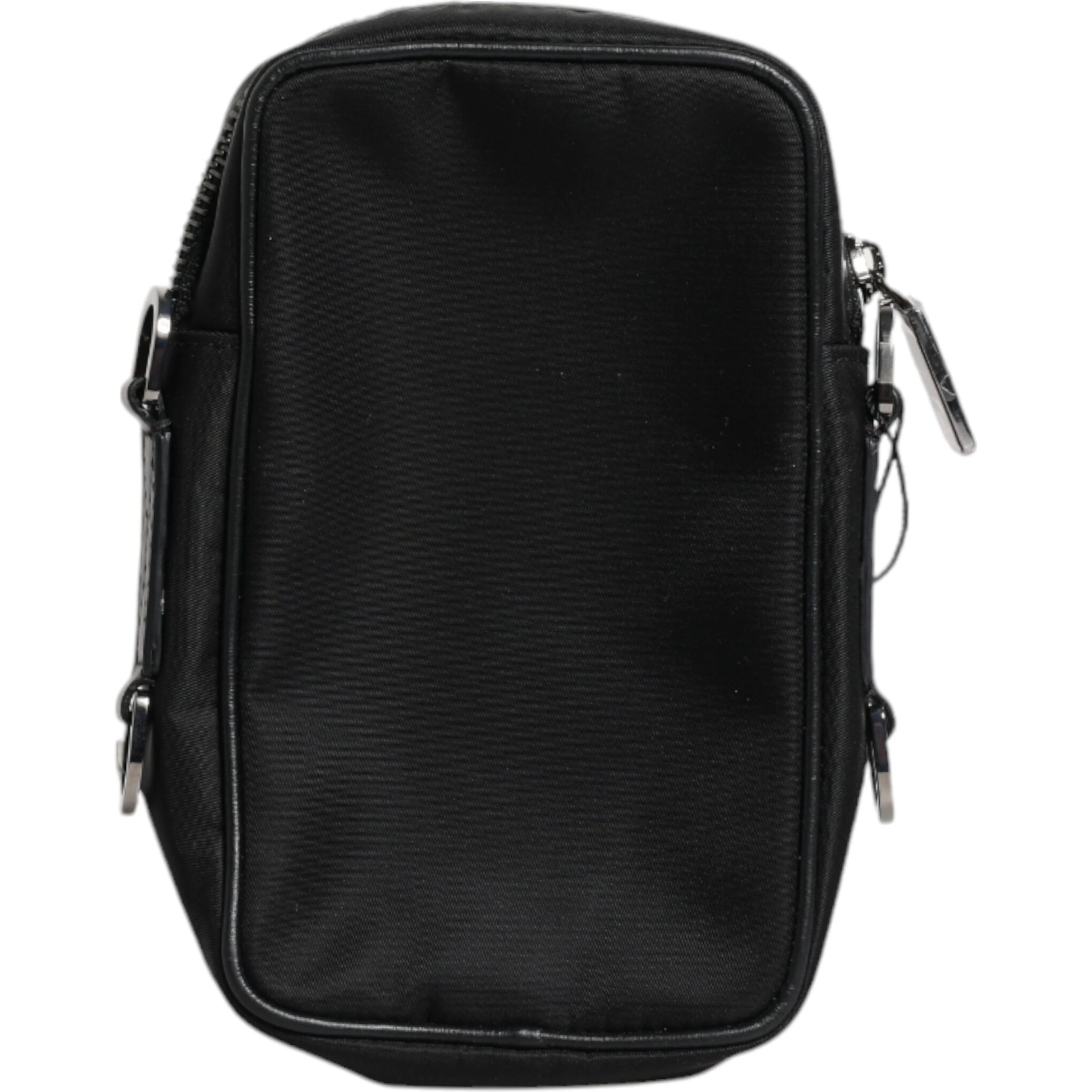 Black Grain Leather Logo Plaque Clutch Bag