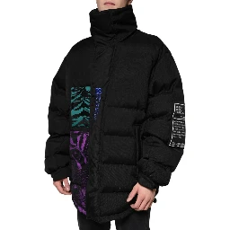 Black Nylon Puffer Men Full Zip Jacket