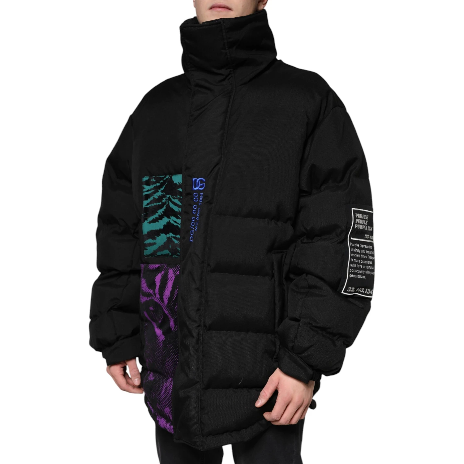 Black Nylon Puffer Men Full Zip Jacket