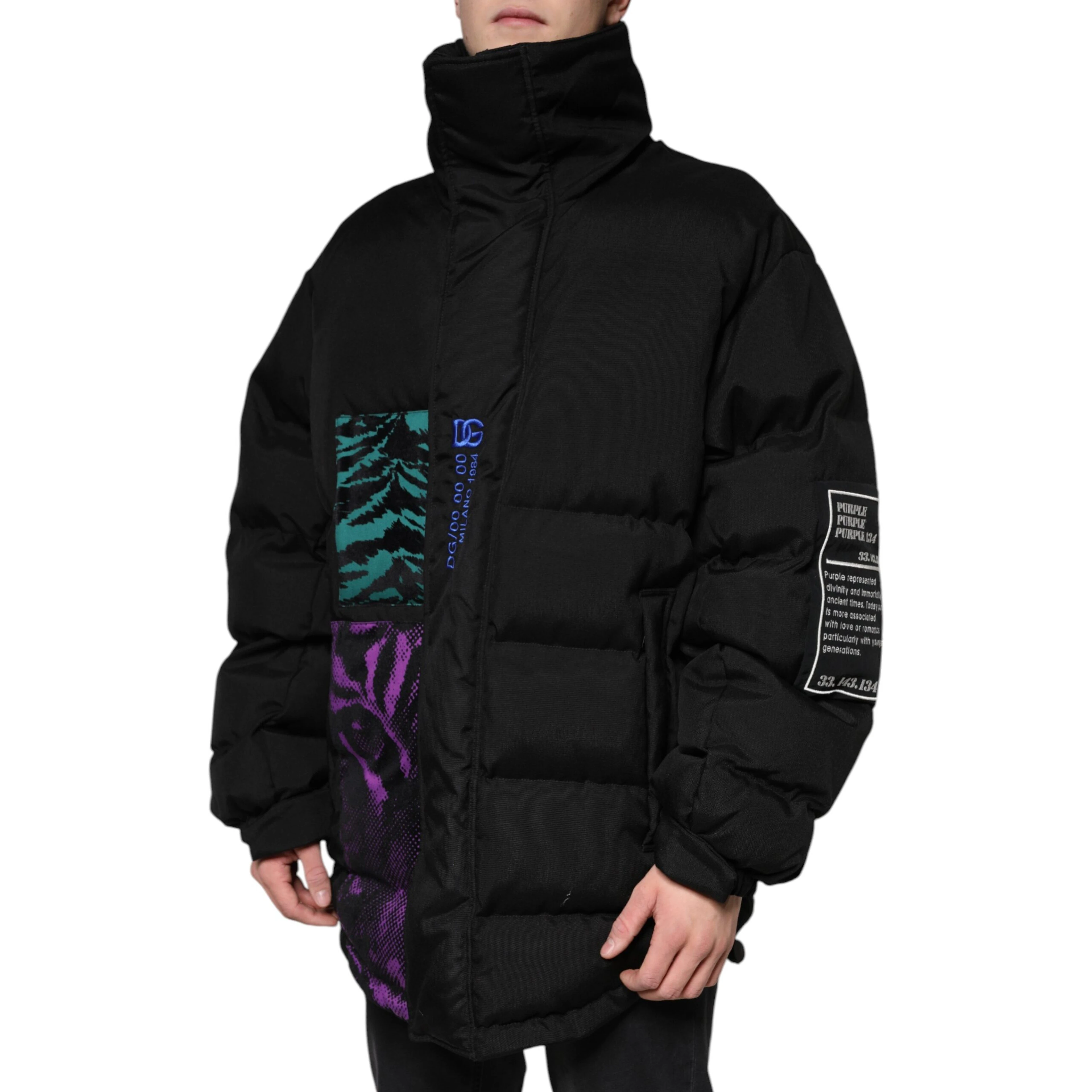 Black Nylon Puffer Men Full Zip Jacket