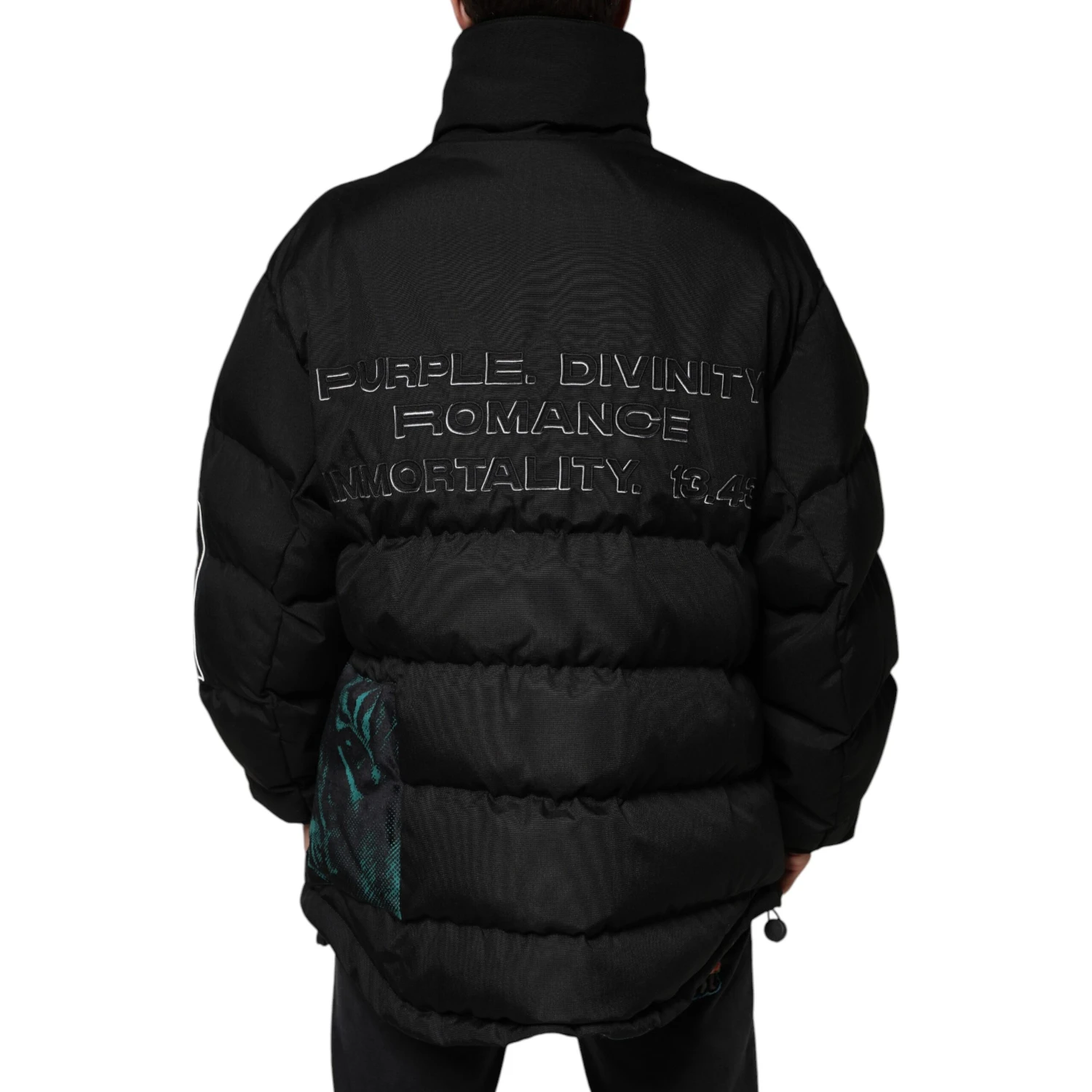 Black Nylon Puffer Men Full Zip Jacket
