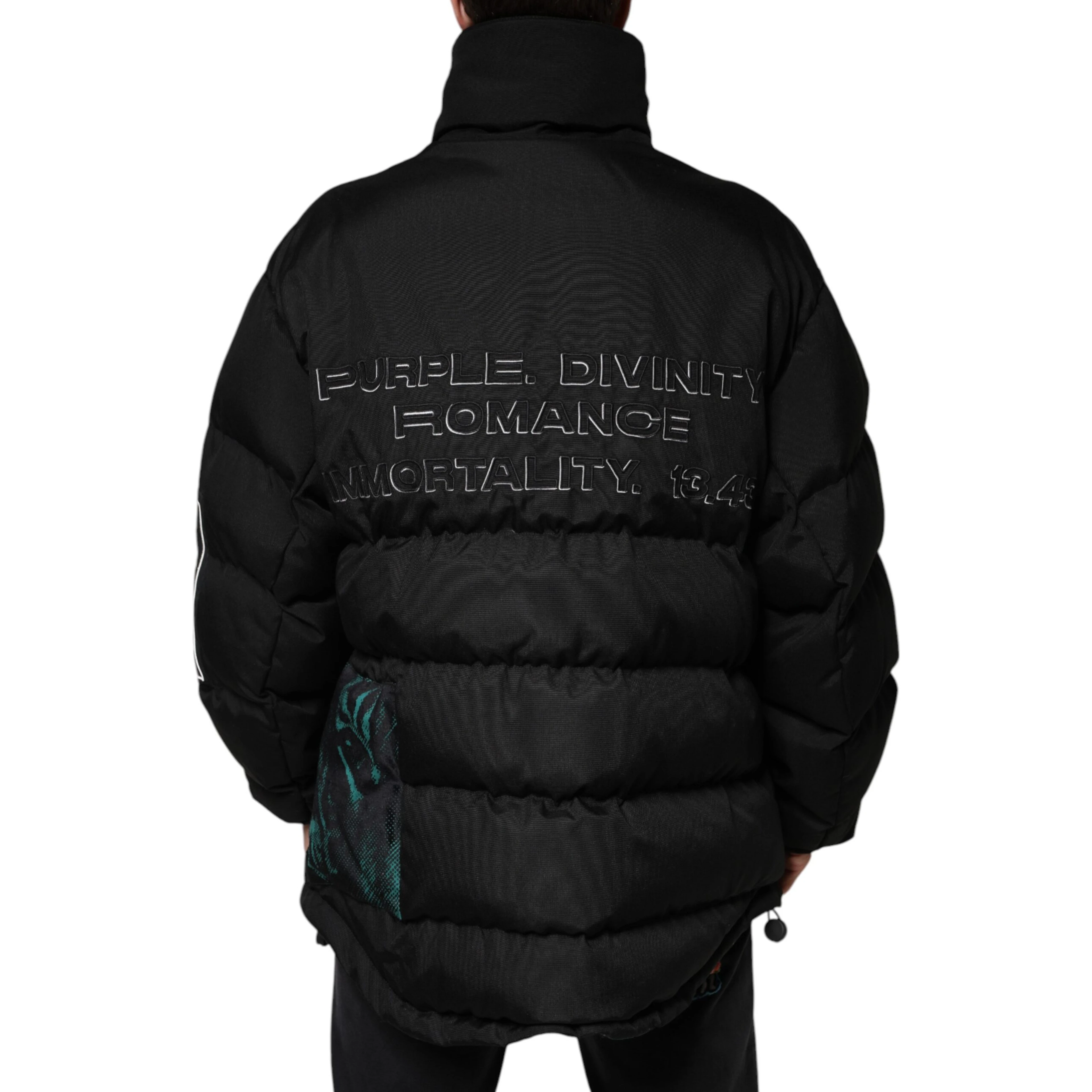 Black Nylon Puffer Men Full Zip Jacket