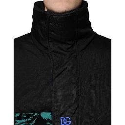 Black Nylon Puffer Men Full Zip Jacket