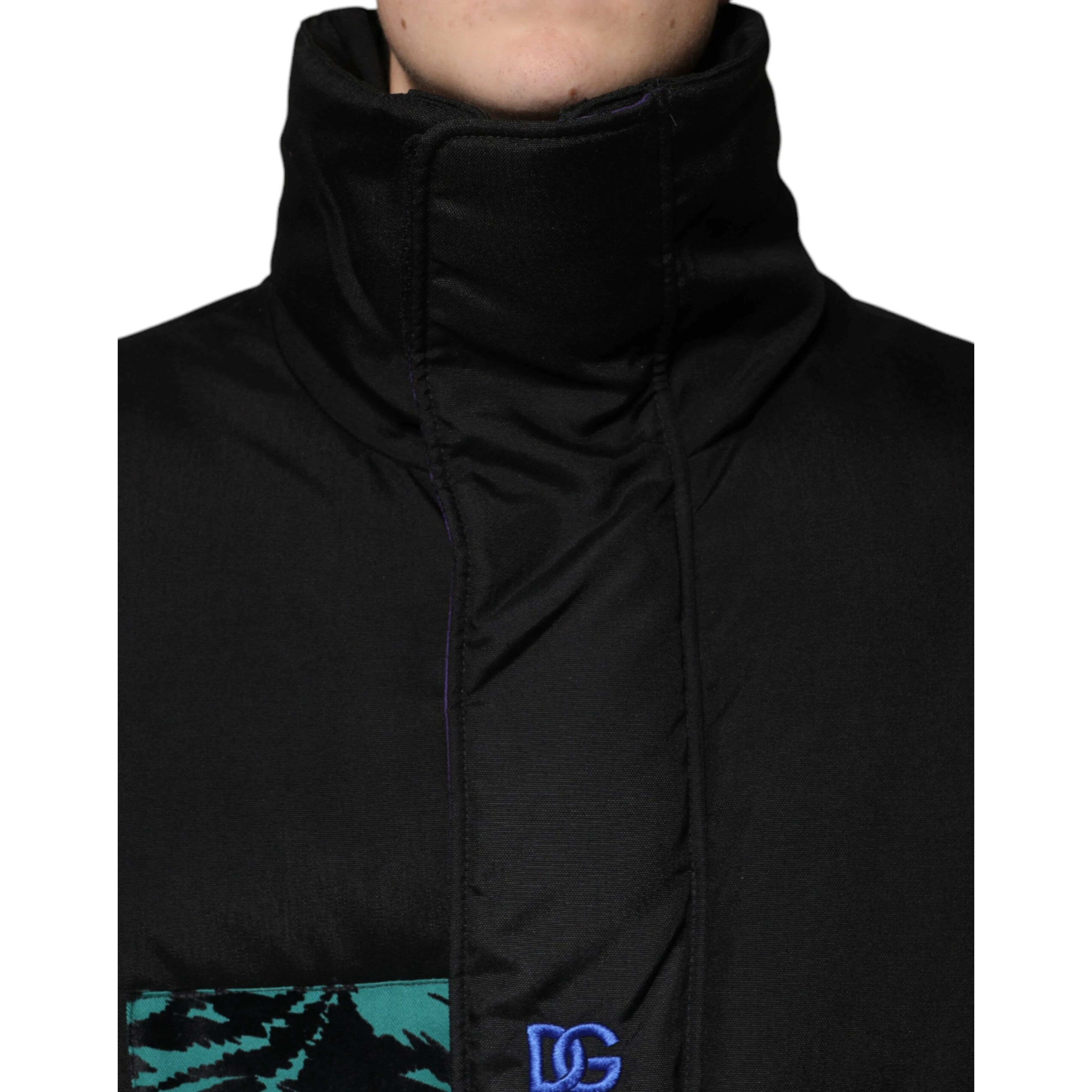 Black Nylon Puffer Men Full Zip Jacket