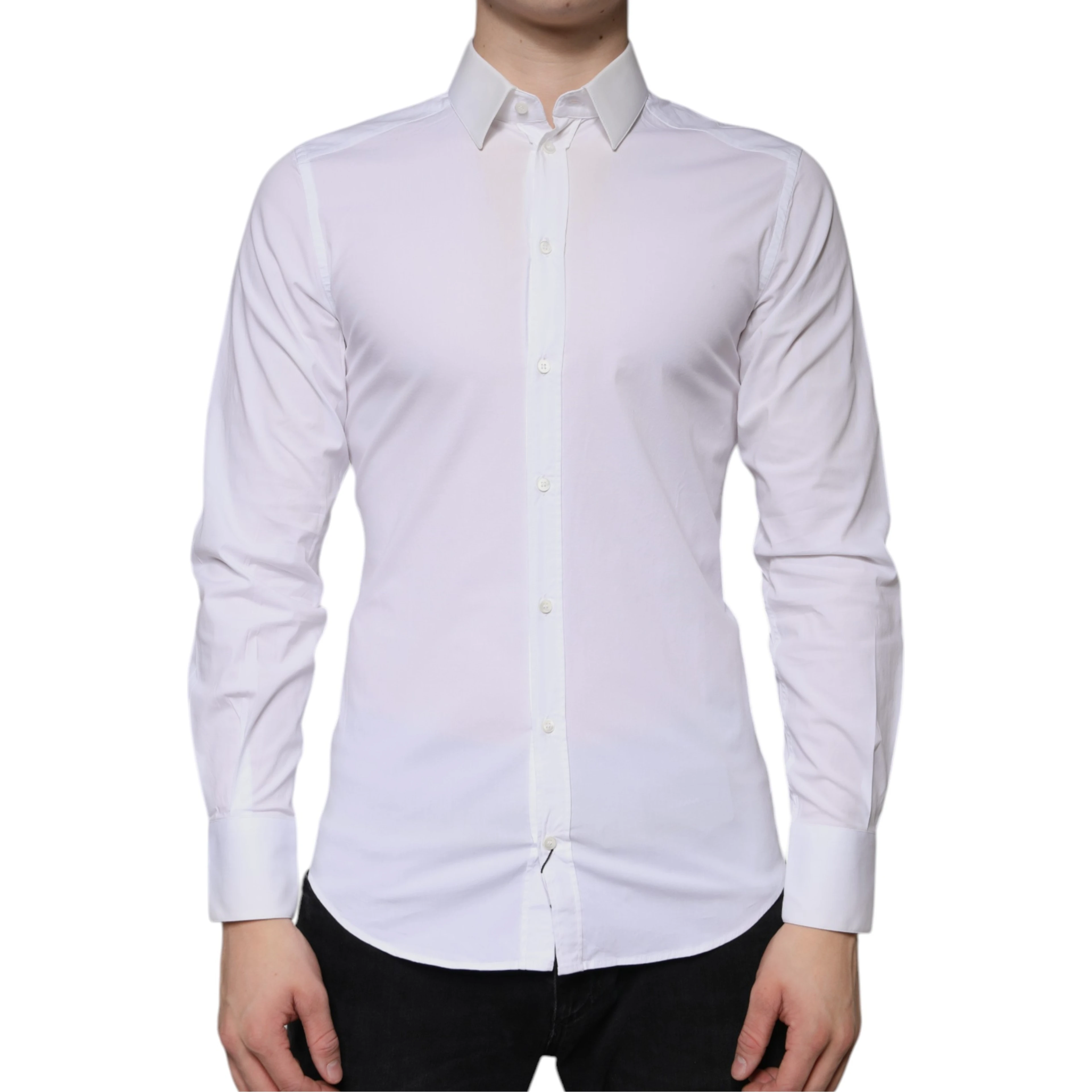 White Cotton Formal Men GOLD Dress Shirt