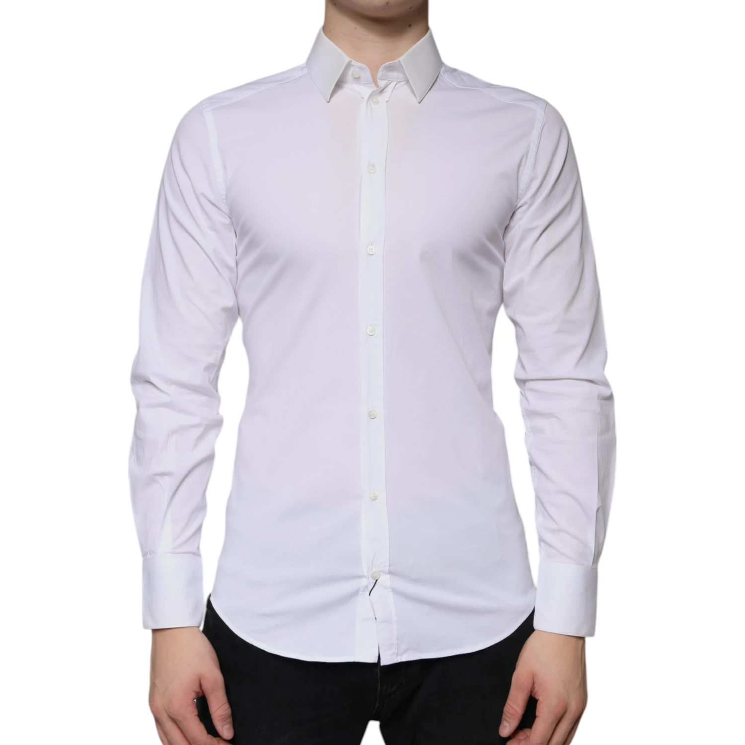 White Cotton Formal Men GOLD Dress Shirt