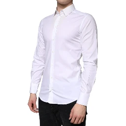 White Cotton Formal Men GOLD Dress Shirt