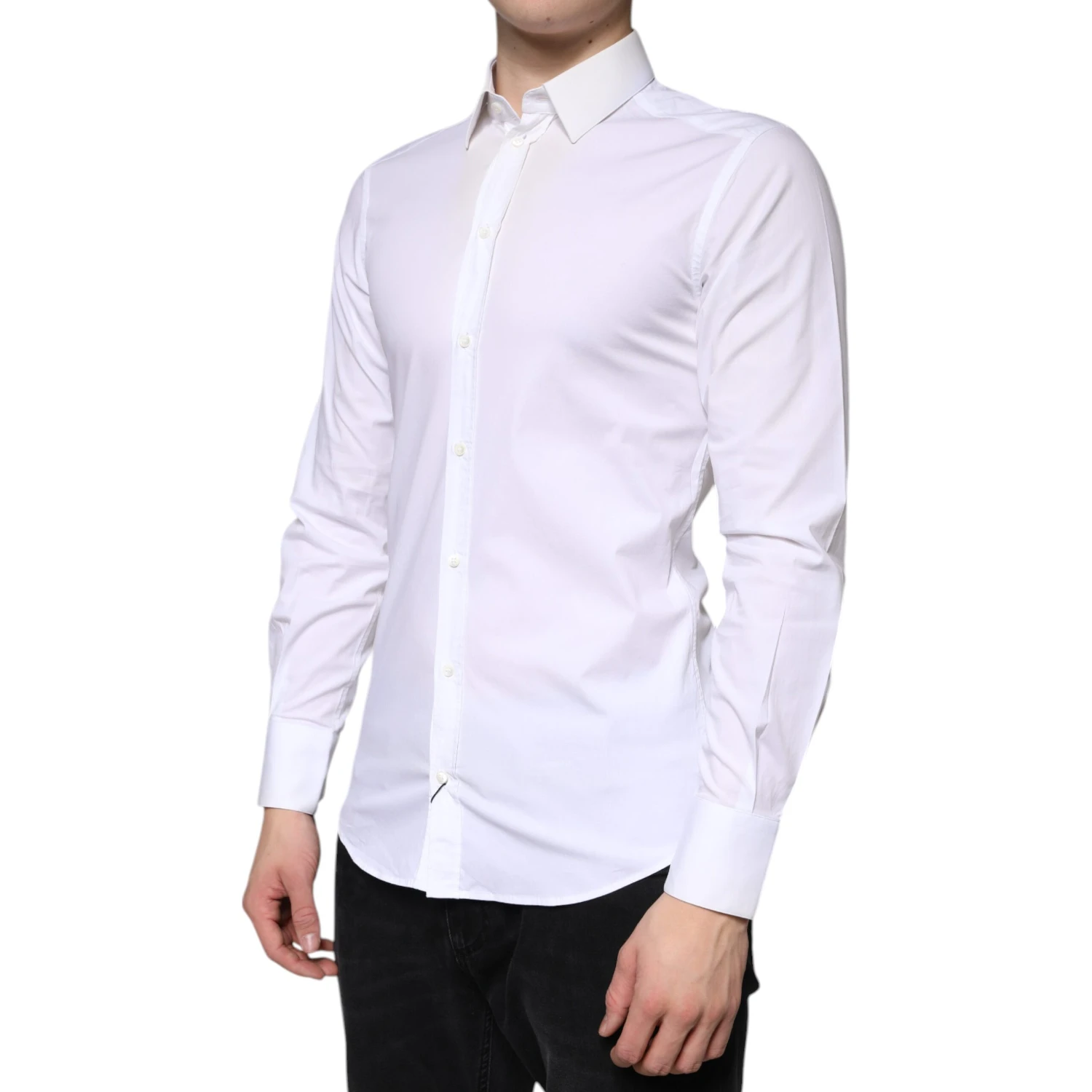 White Cotton Formal Men GOLD Dress Shirt