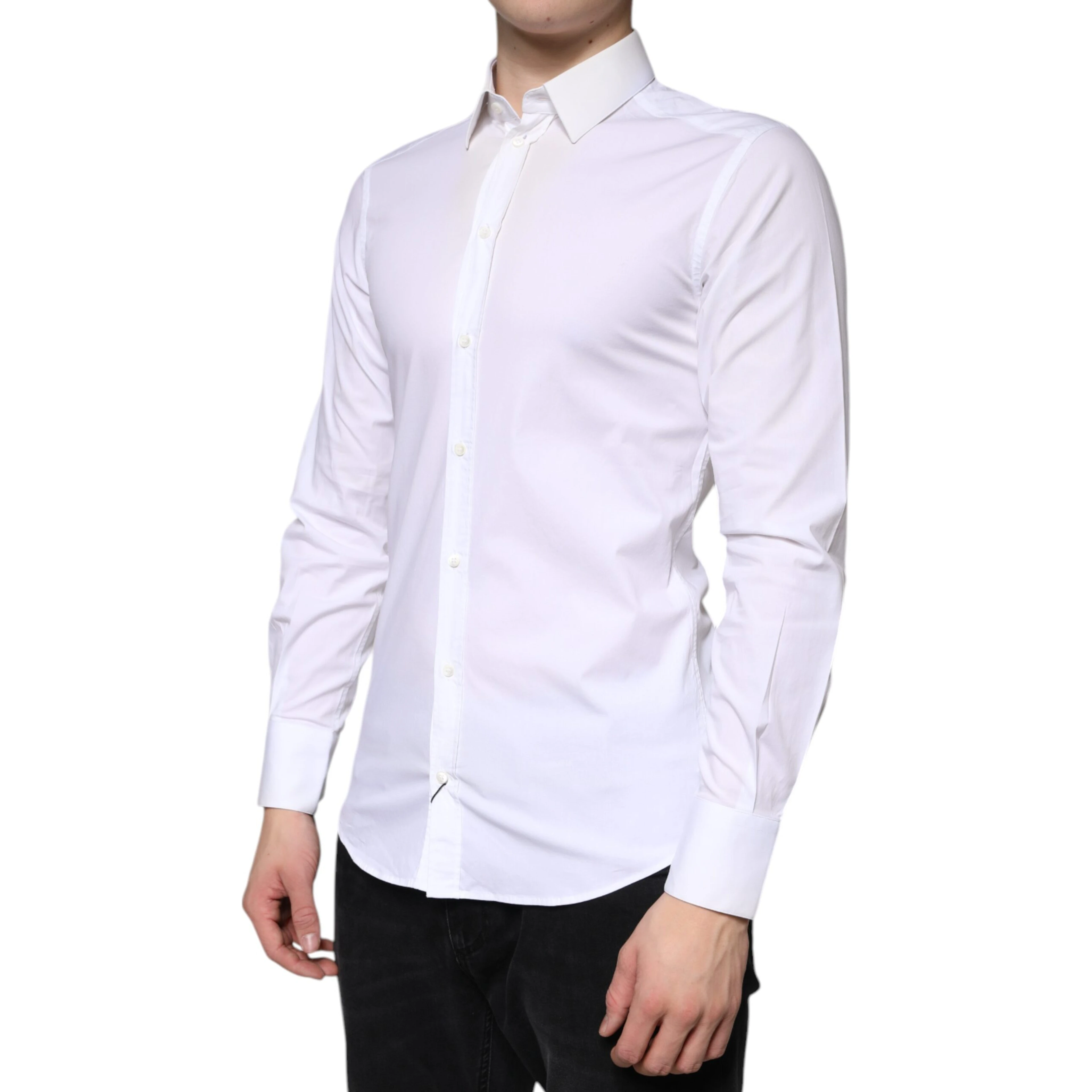 White Cotton Formal Men GOLD Dress Shirt