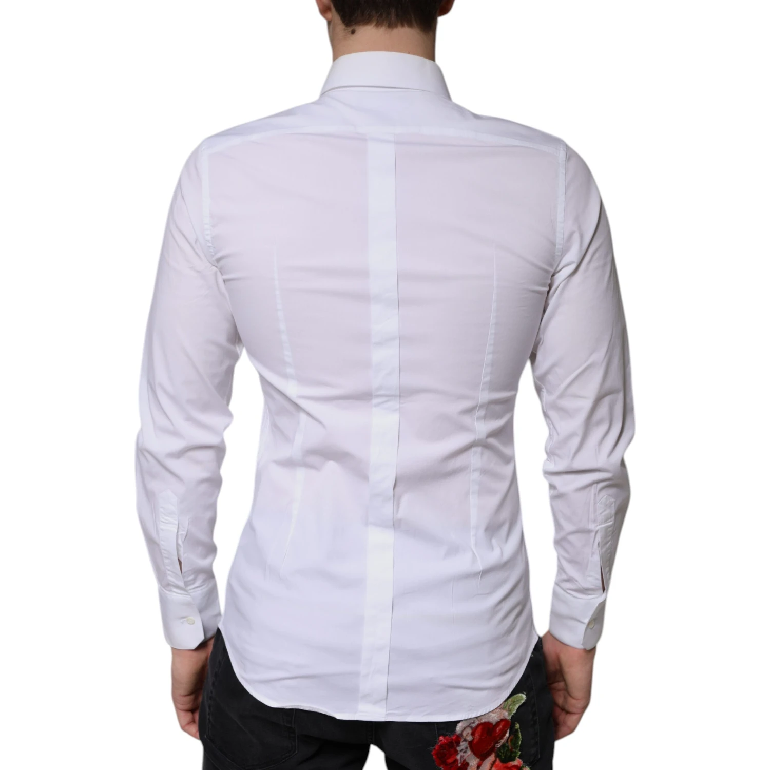White Cotton Formal Men GOLD Dress Shirt