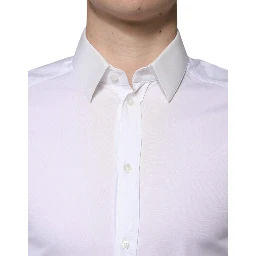 White Cotton Formal Men GOLD Dress Shirt