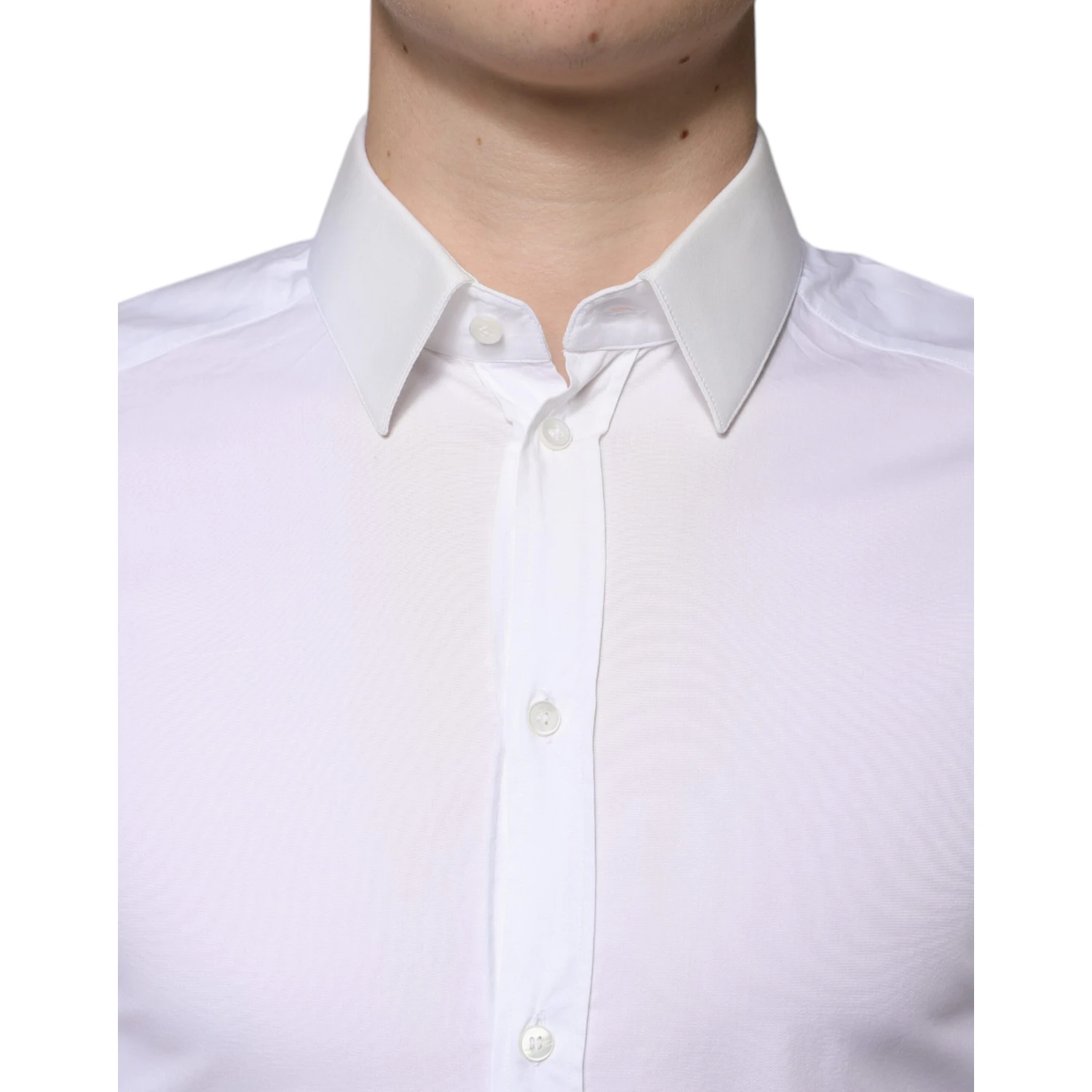 White Cotton Formal Men GOLD Dress Shirt