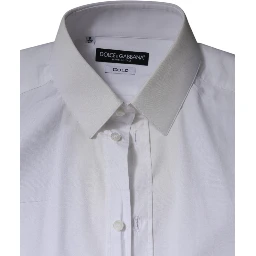 White Cotton Formal Men GOLD Dress Shirt
