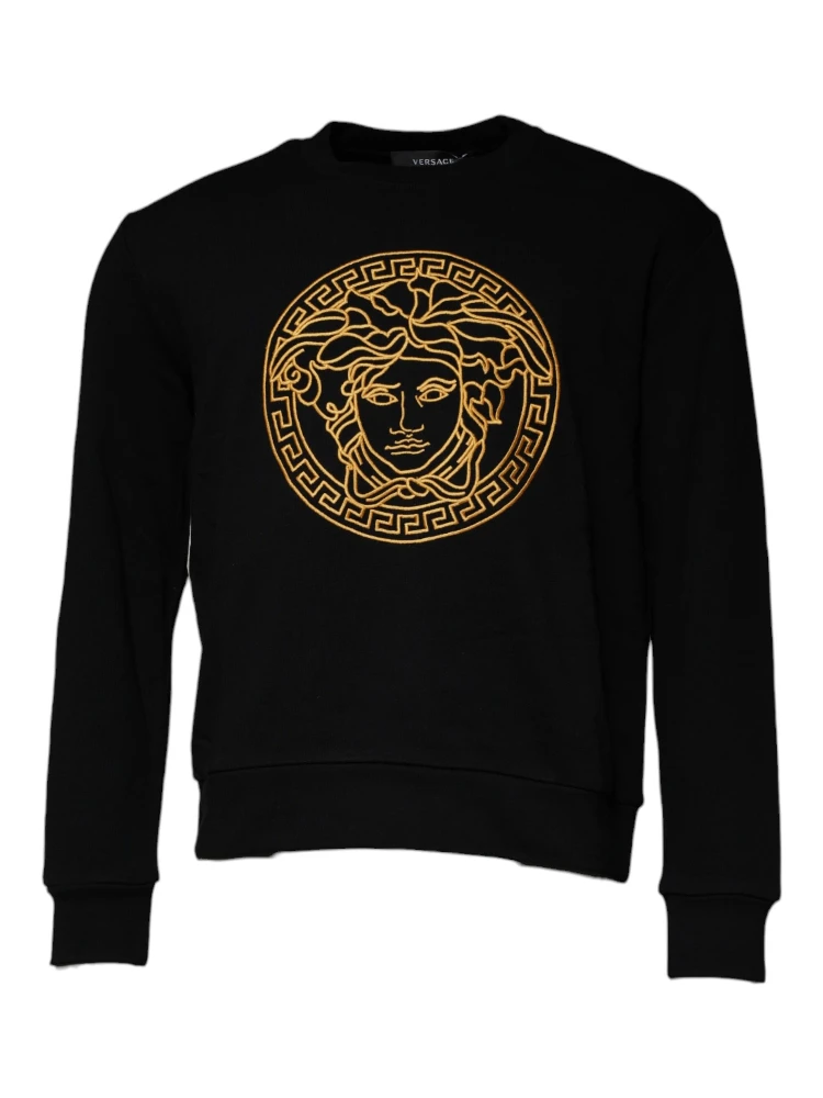 Black Medusa Embroidery Crew Neck Pullover Sweater alternative