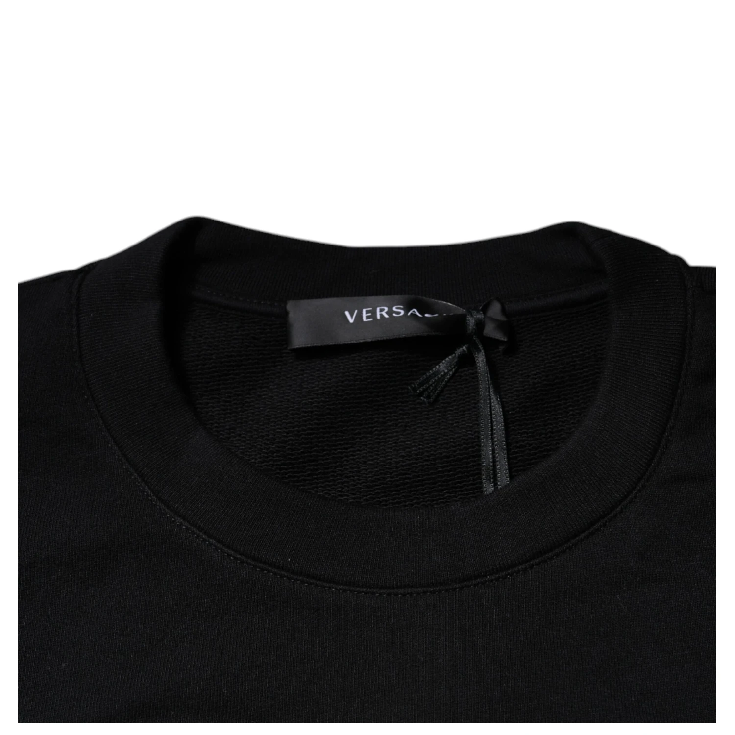 Black Medusa Embroidery Crew Neck Pullover Sweater