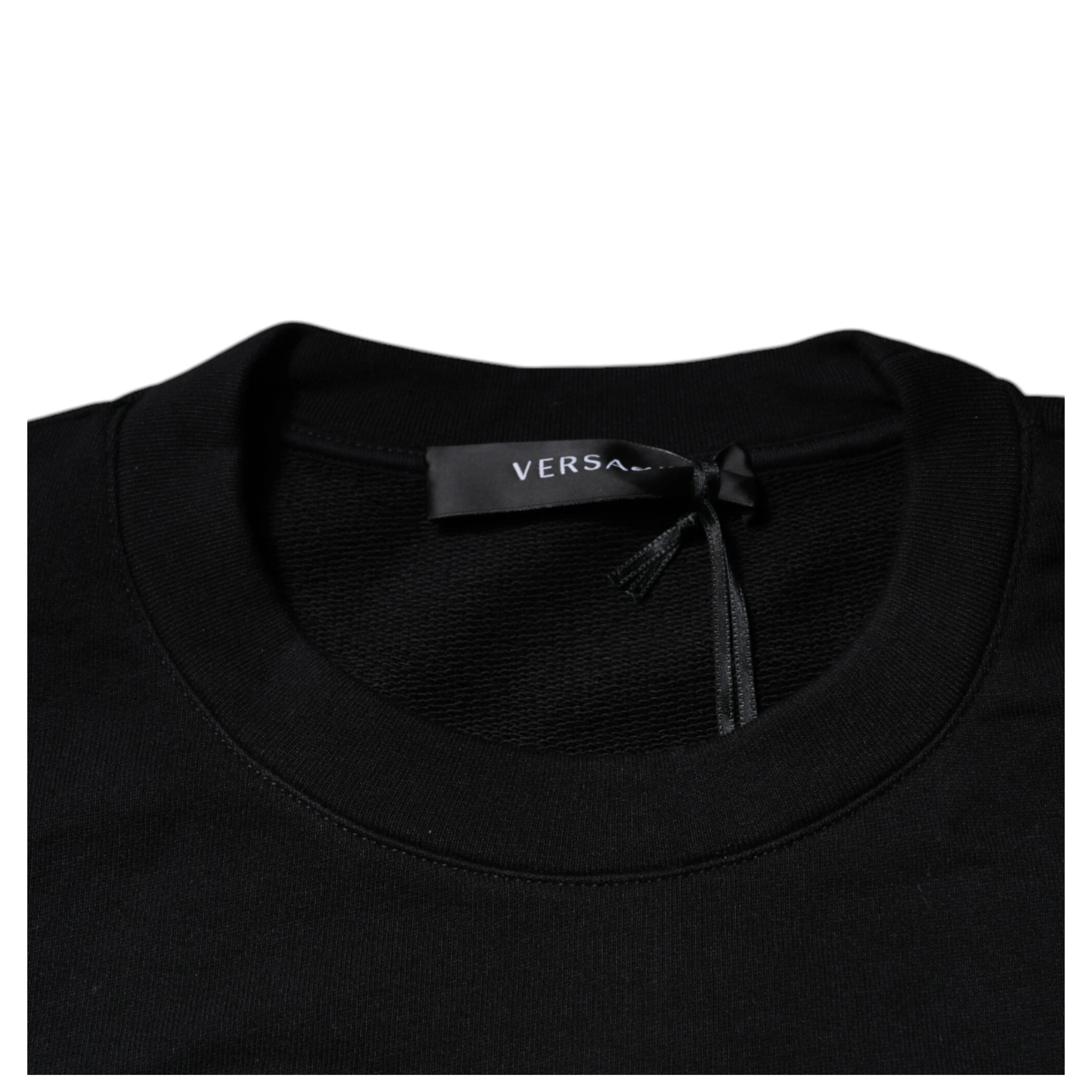 Black Medusa Embroidery Crew Neck Pullover Sweater