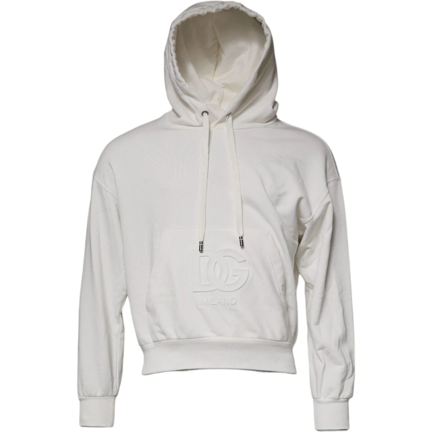 White Logo Hooded Pullover Men Sweatshirt Sweater