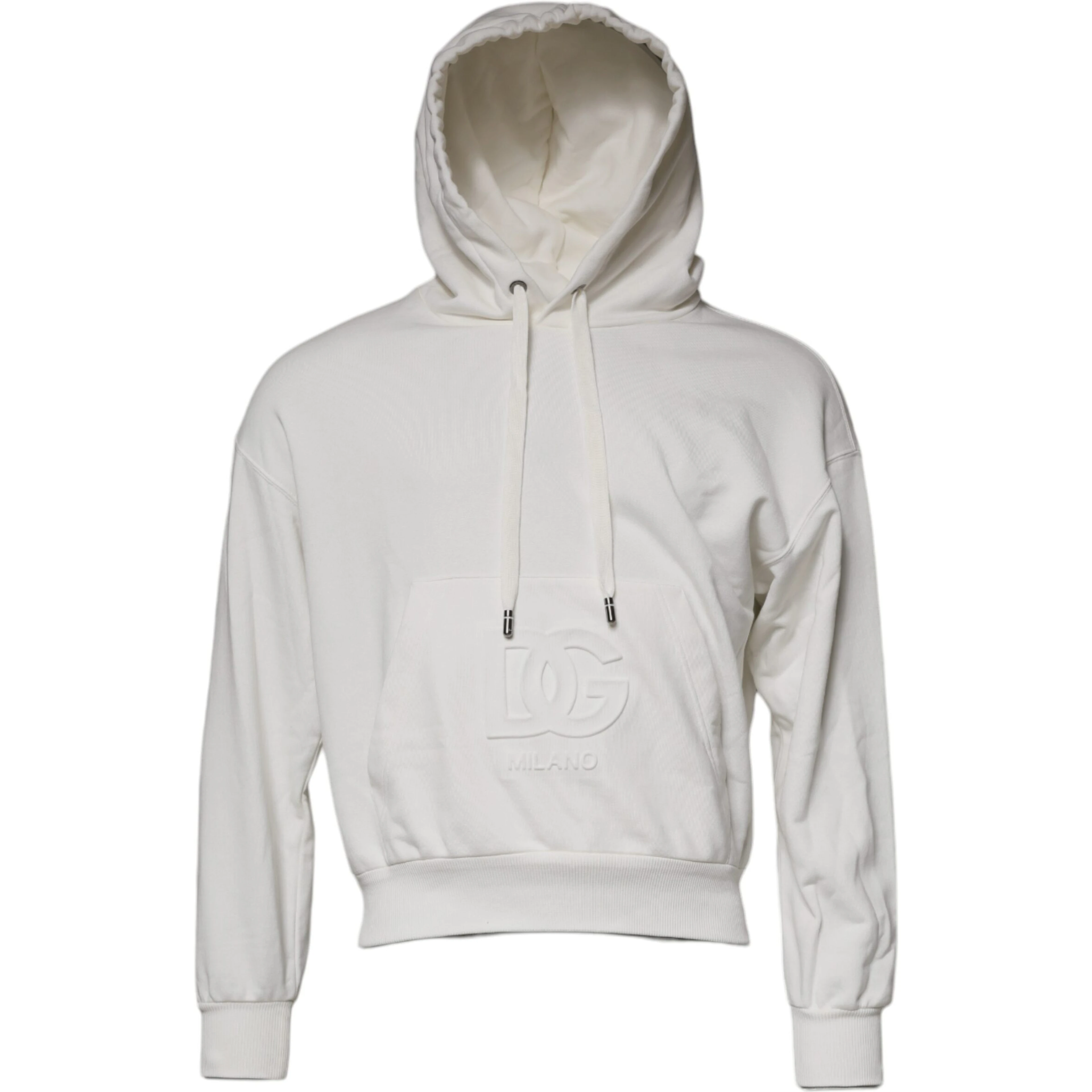 White Logo Hooded Pullover Men Sweatshirt Sweater