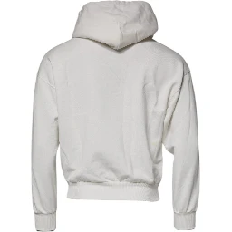 White Logo Hooded Pullover Men Sweatshirt Sweater