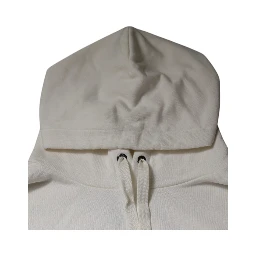 White Logo Hooded Pullover Men Sweatshirt Sweater