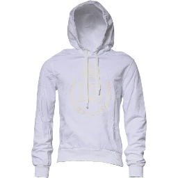 White Logo Hooded Pullover Sweatshirt Sweater