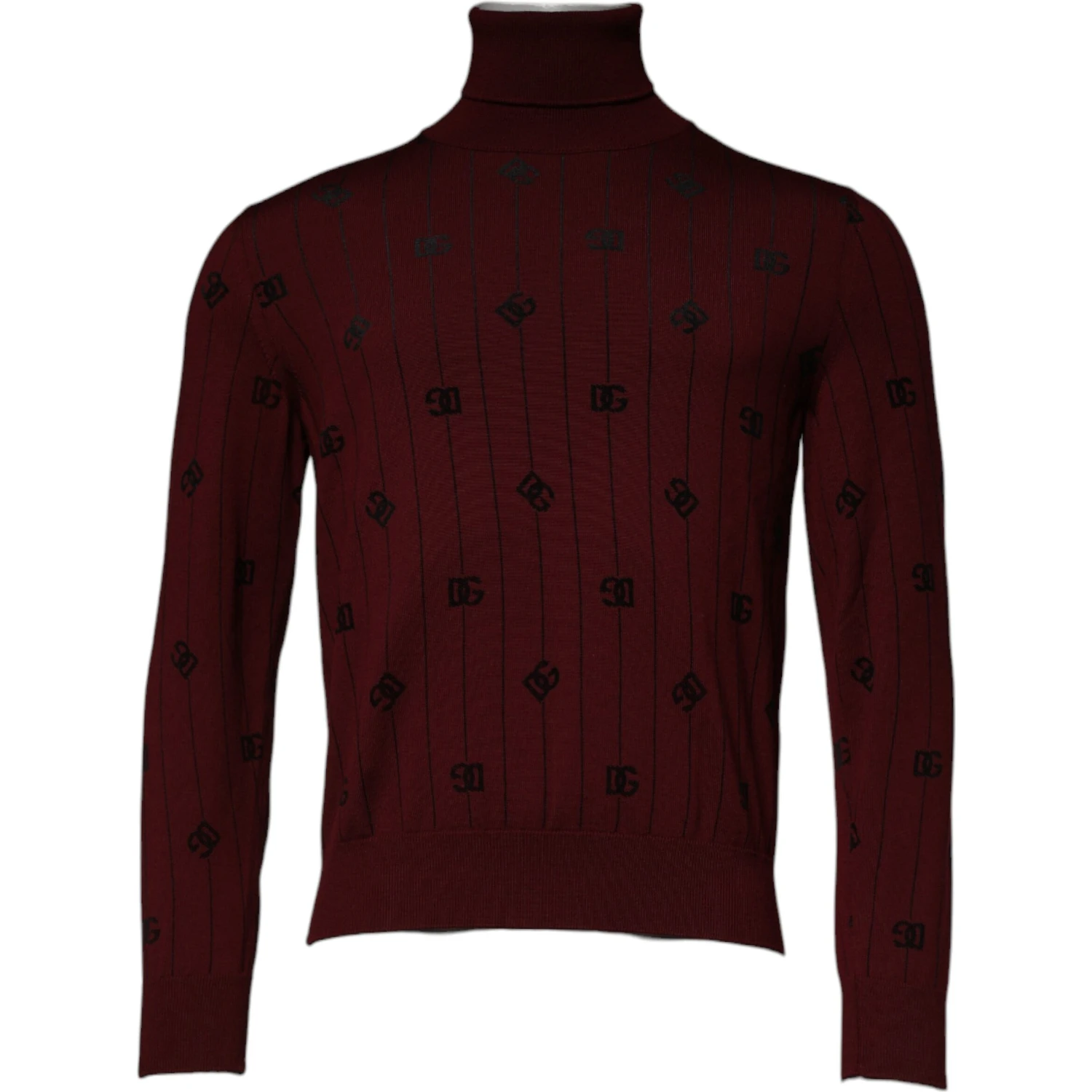 Maroon Monogram Turtleneck Pullover Sweater