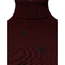 Maroon Monogram Turtleneck Pullover Sweater