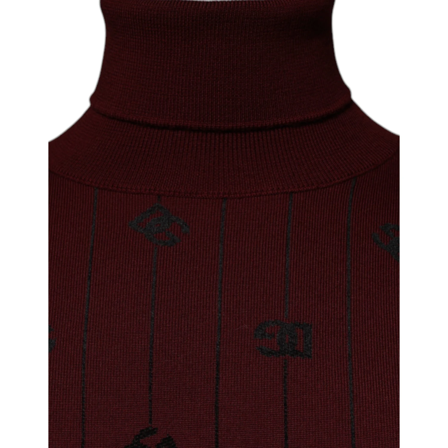 Maroon Monogram Turtleneck Pullover Sweater