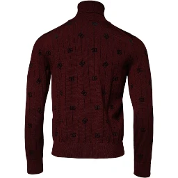 Maroon Monogram Turtleneck Pullover Sweater