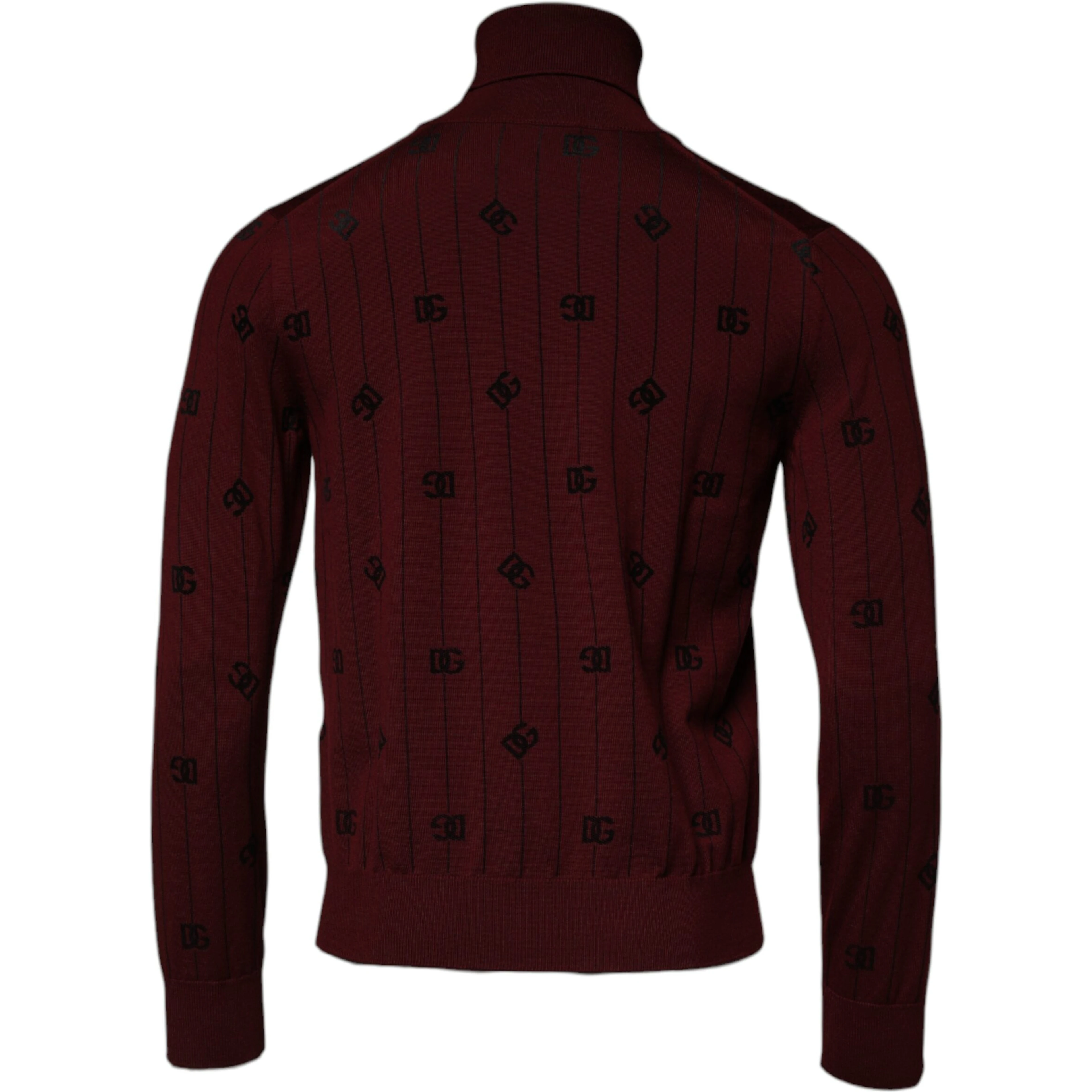 Maroon Monogram Turtleneck Pullover Sweater