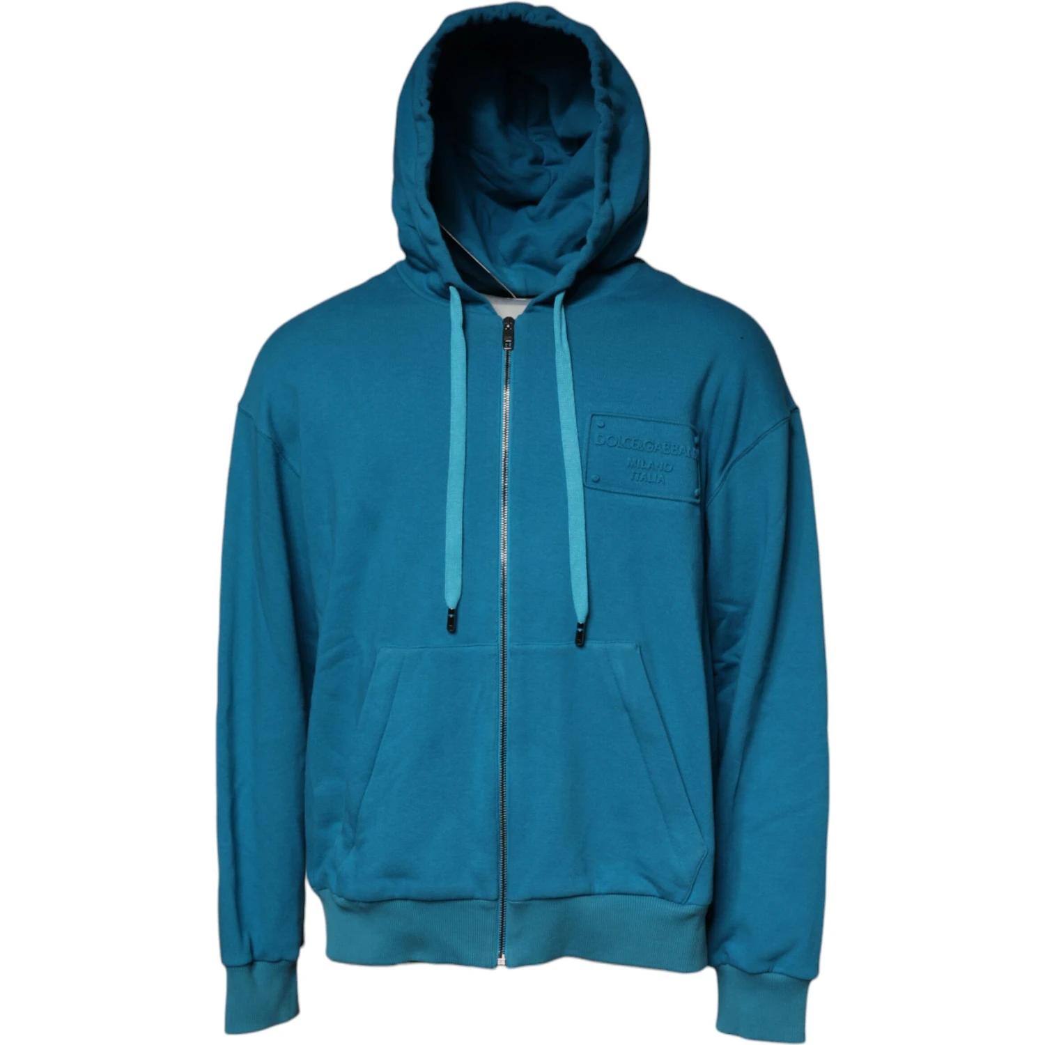 Blue Logo Cotton Hooded Sweatshirt Sweater