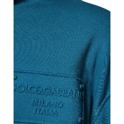 Blue Logo Cotton Hooded Sweatshirt Sweater