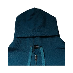 Blue Logo Cotton Hooded Sweatshirt Sweater