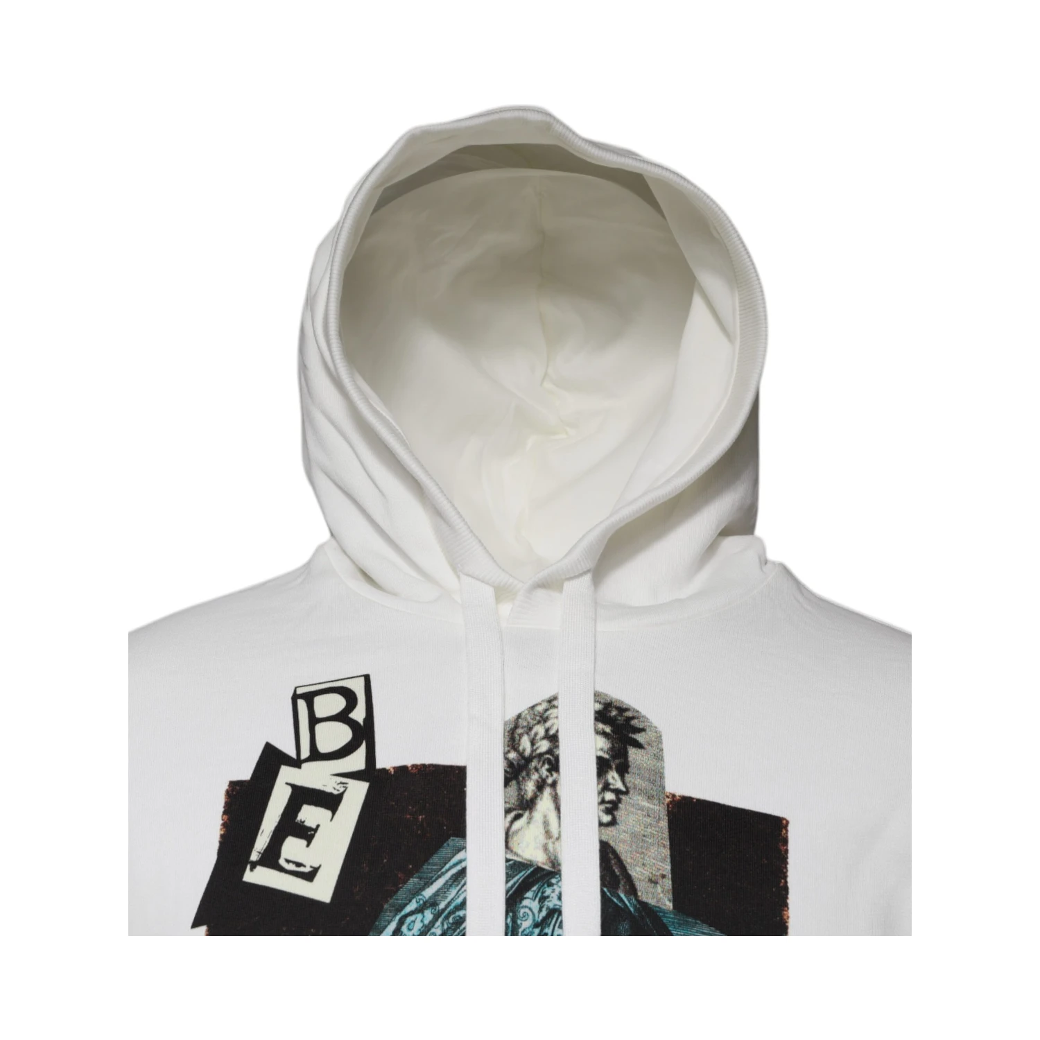 White Caesar Cotton Hooded Pullover Sweater