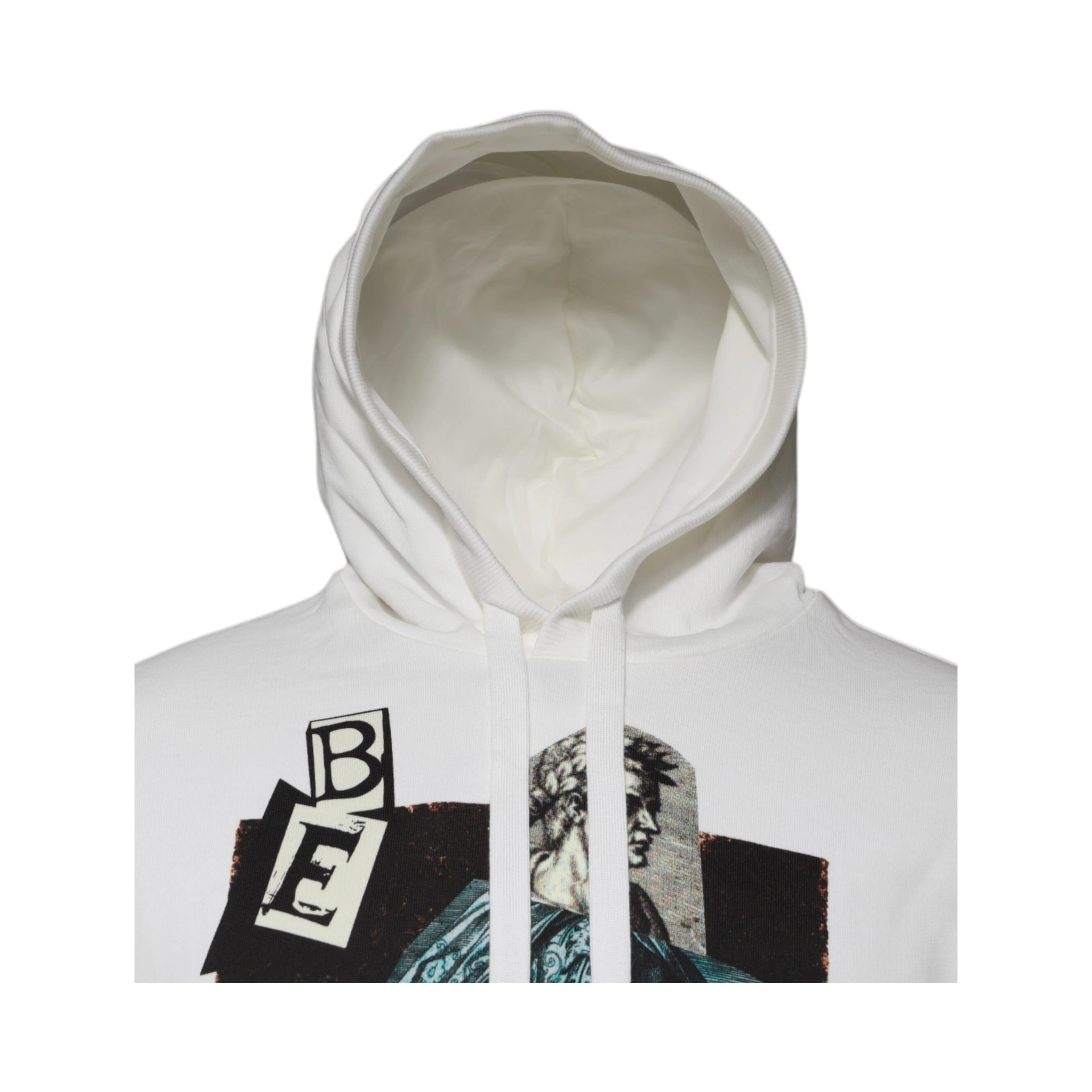 White Caesar Cotton Hooded Pullover Sweater